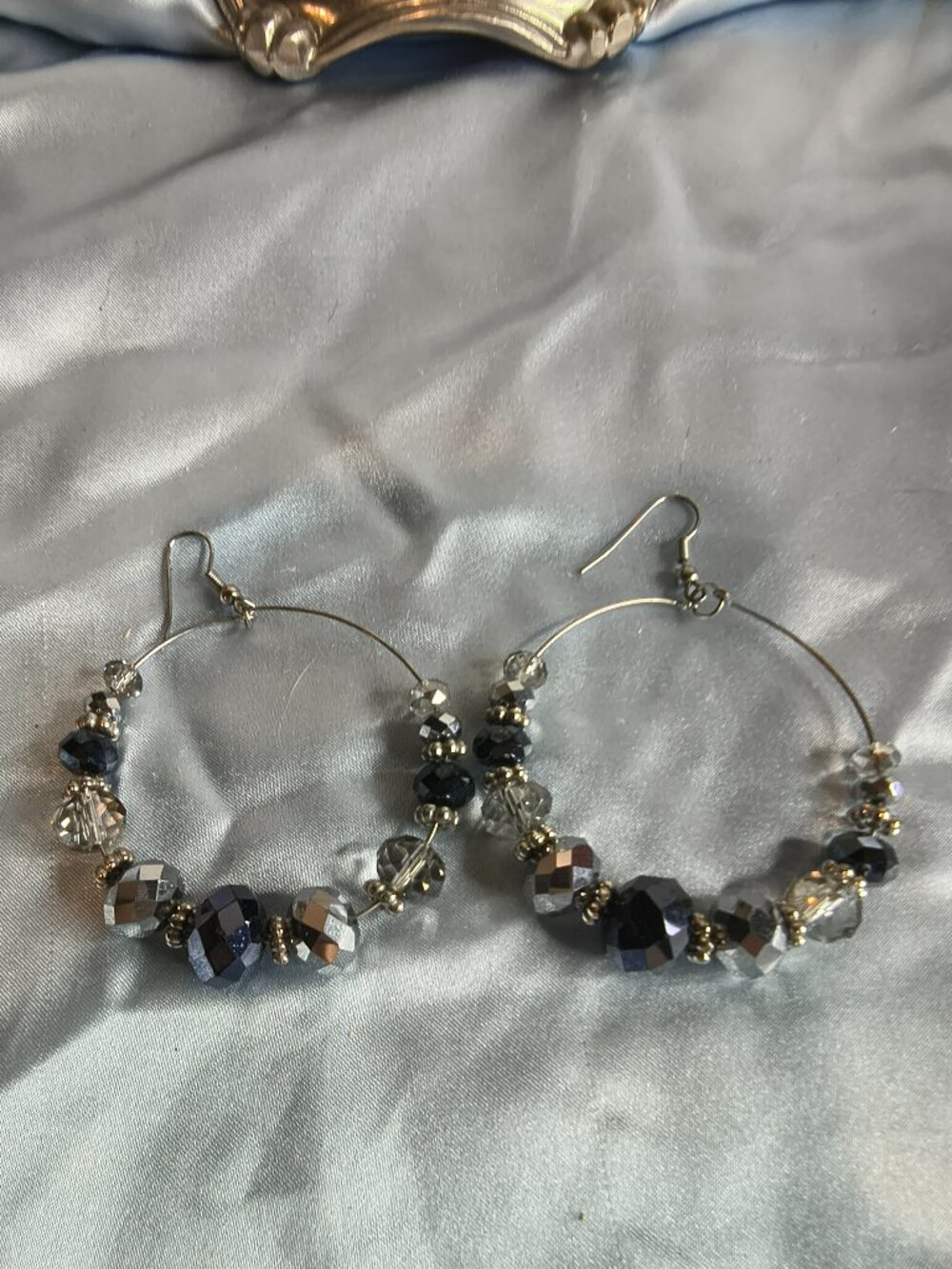Glass Faceted Crystal Hoop Earrings
